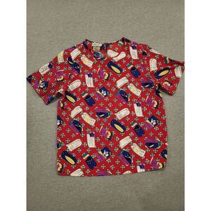 Vintage Kathie Lee Travel‎ All Over Print Short Sleeve Polyester Blouse Size 12